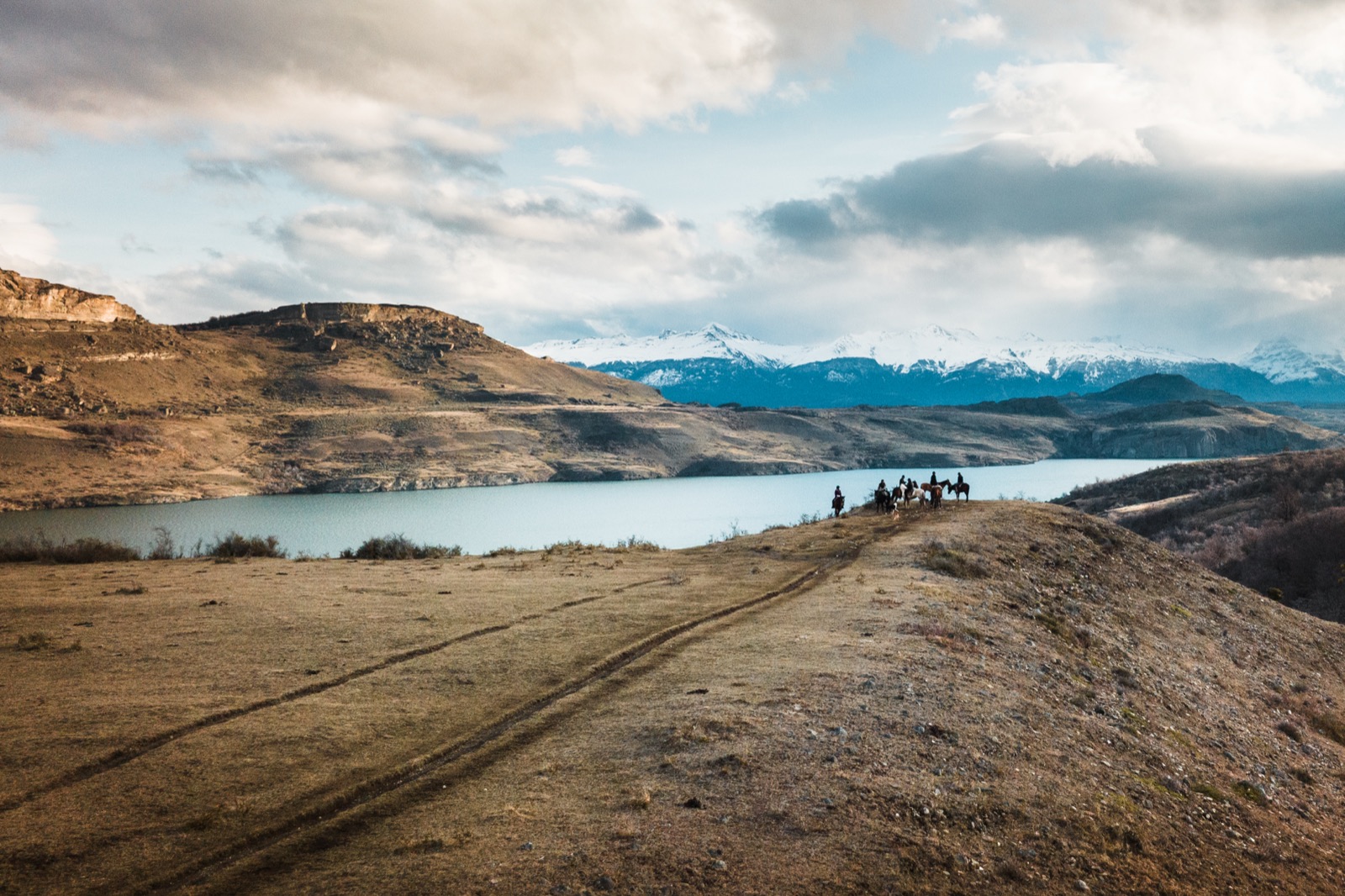 Estancia landscape by a lake near Puerto Natales
